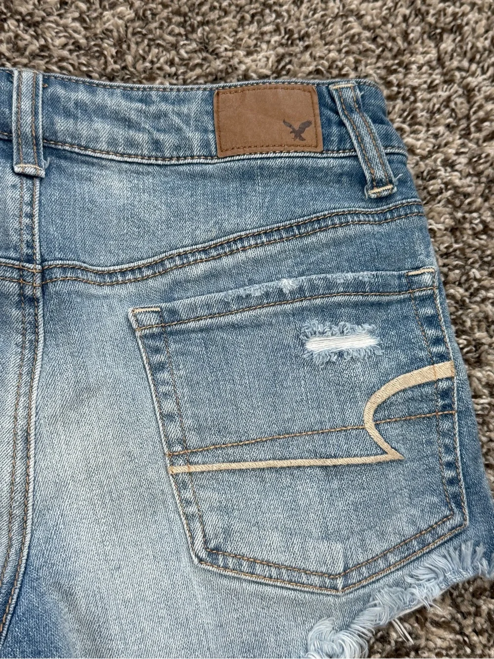 American Eagle Outfitters Women's Light Blue Distressed Denim Cutoff Shorts